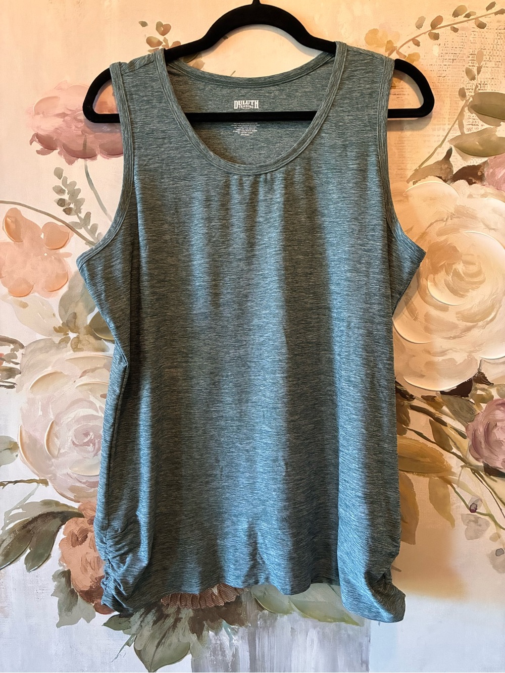 Duluth Trading Co Heather Slate Green Tank Top